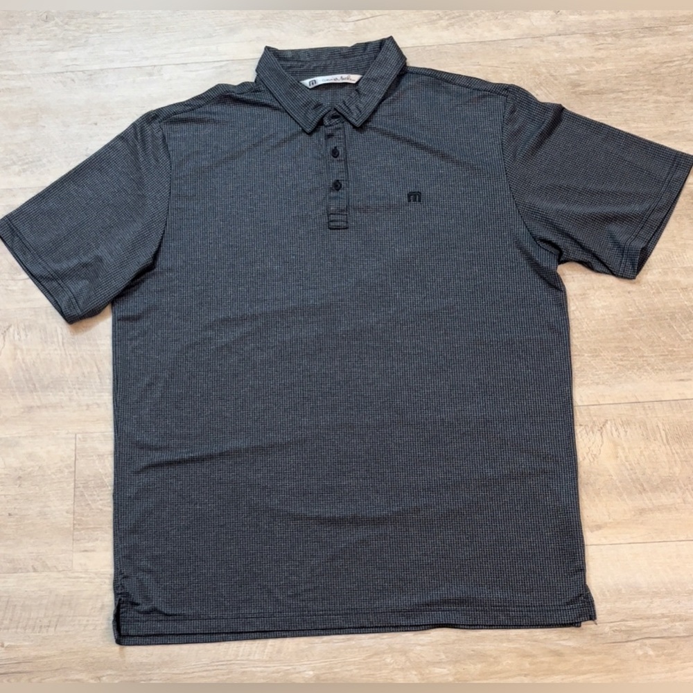 Travis Mathew Gray/Black Checked Performance Polo Size XL